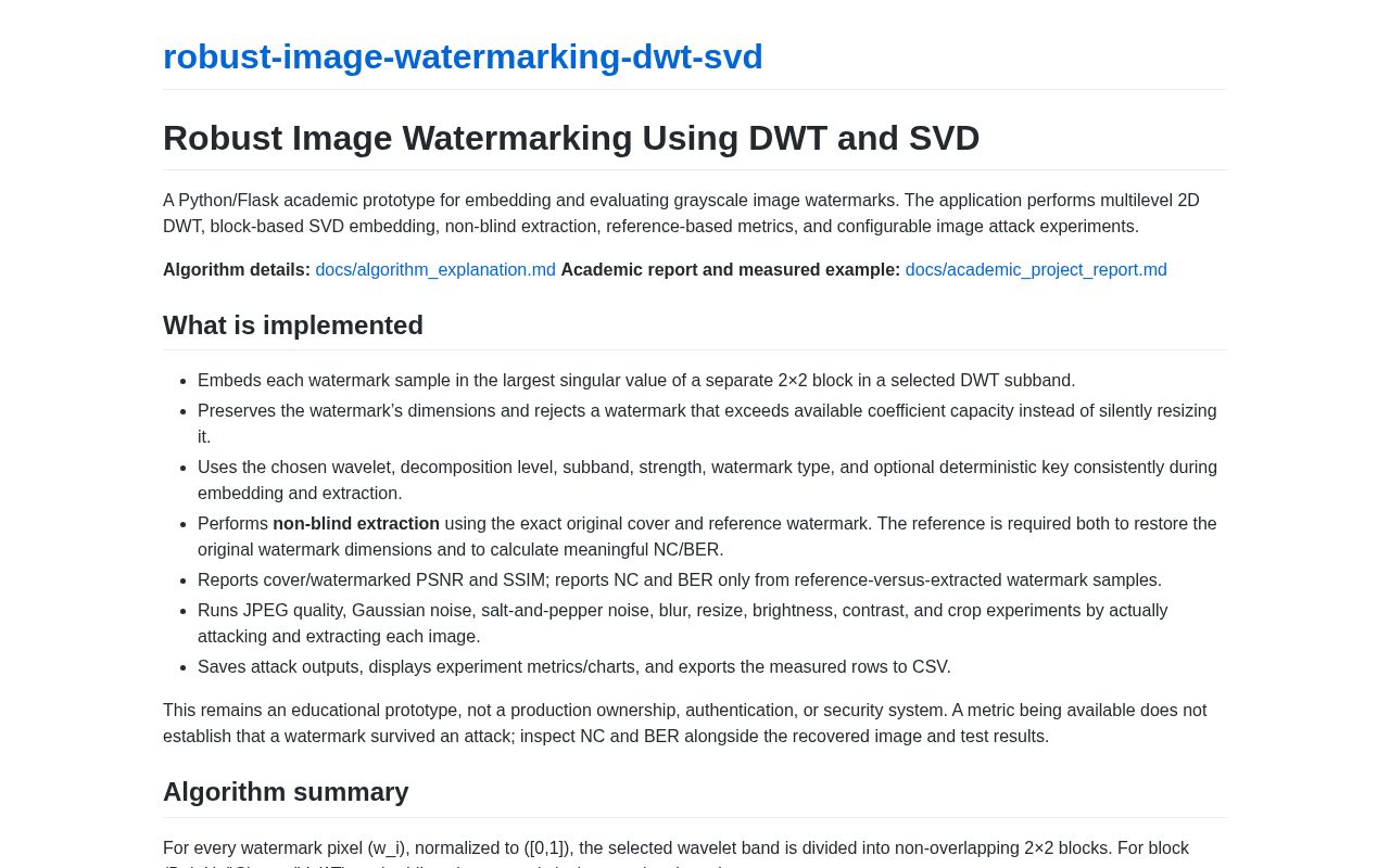 Preview of Robust Image Watermarking Dwt Svd