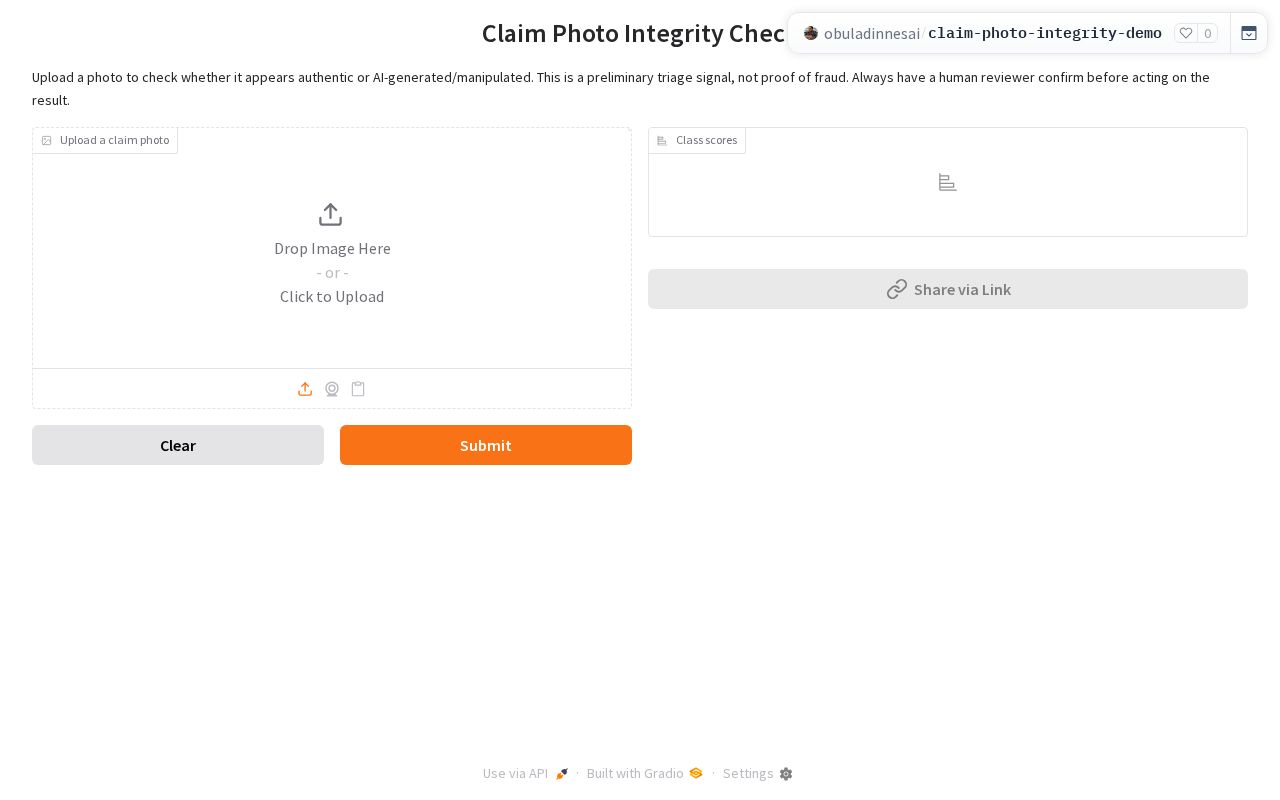 Preview of Claim Photo Integrity Demo