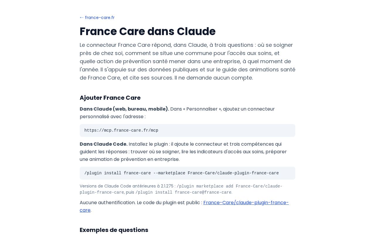 Preview of Claude Plugin France Care