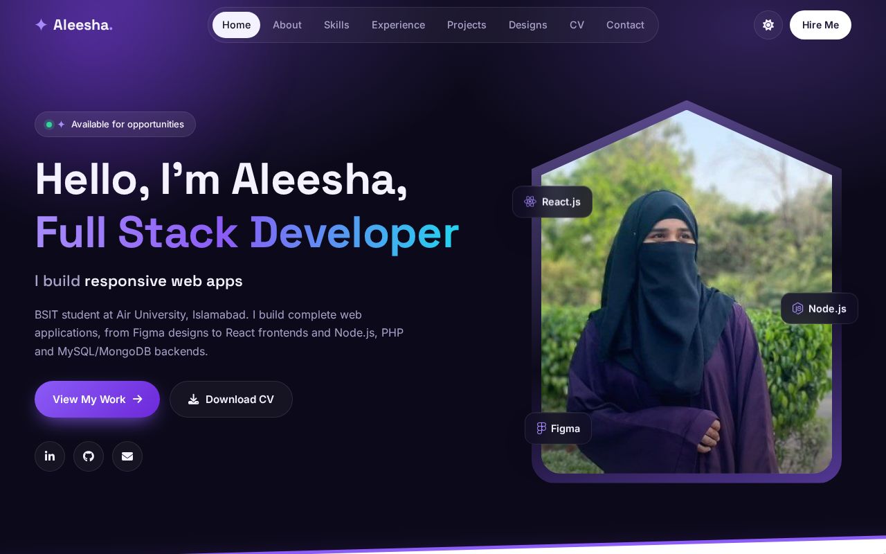 Preview of AleeshaAamir Github Io
