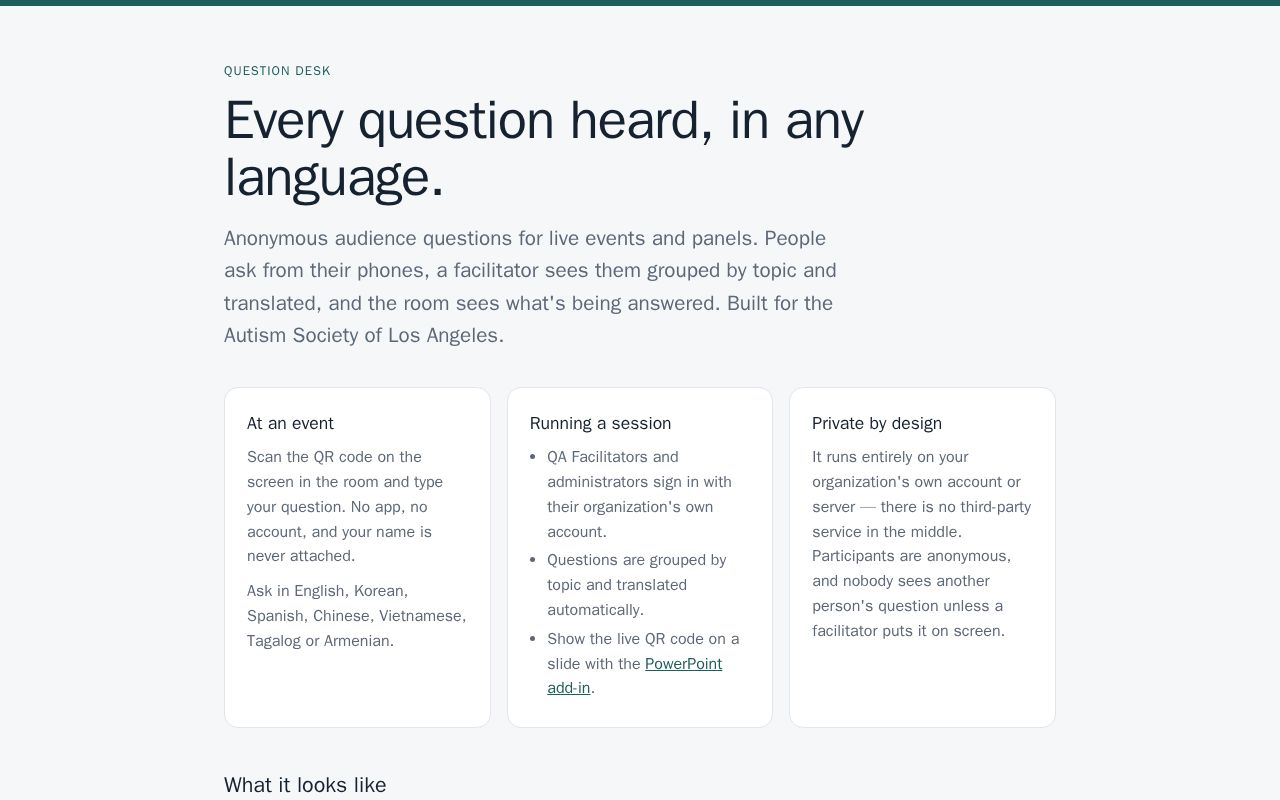 Preview of Question Desk