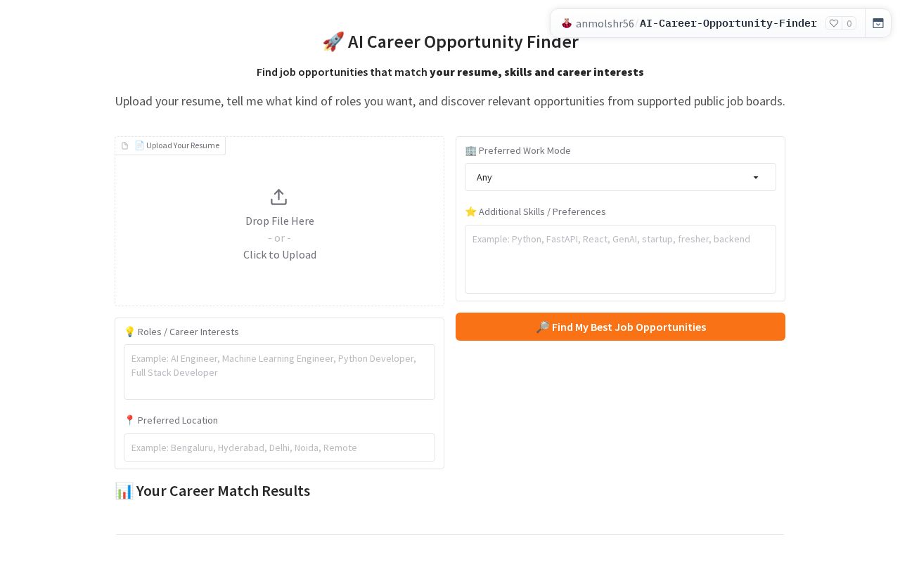 Preview of AI Career Opportunity Finder
