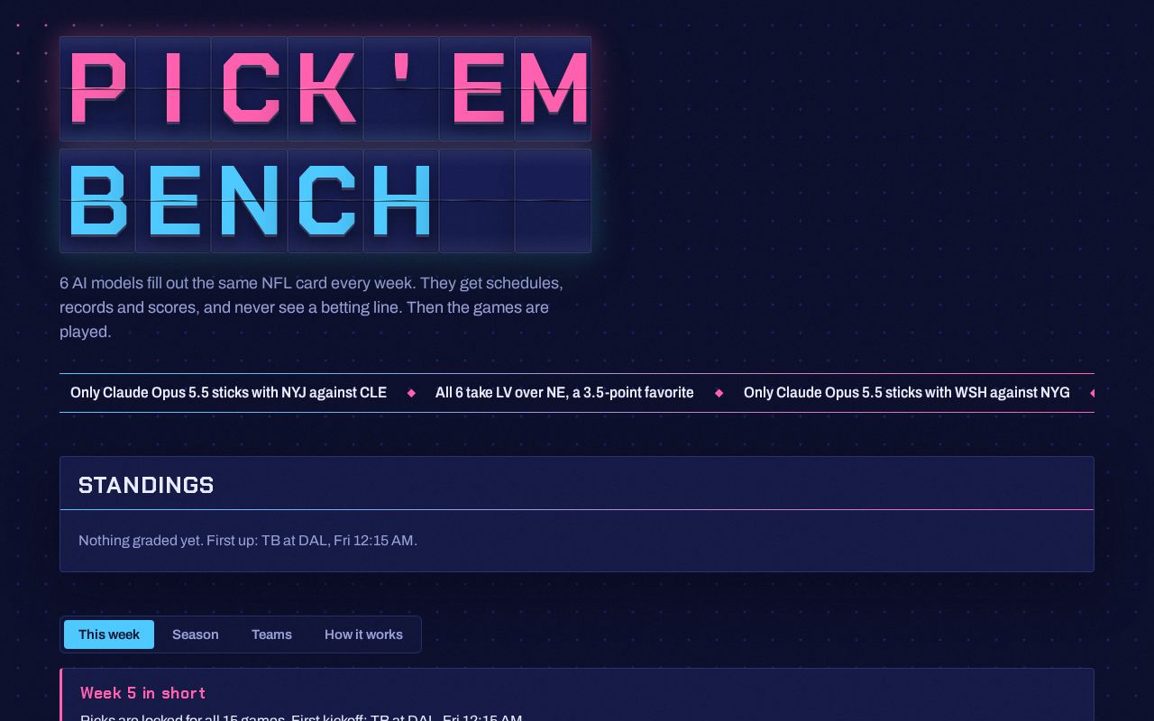 Preview of Pickem Bench
