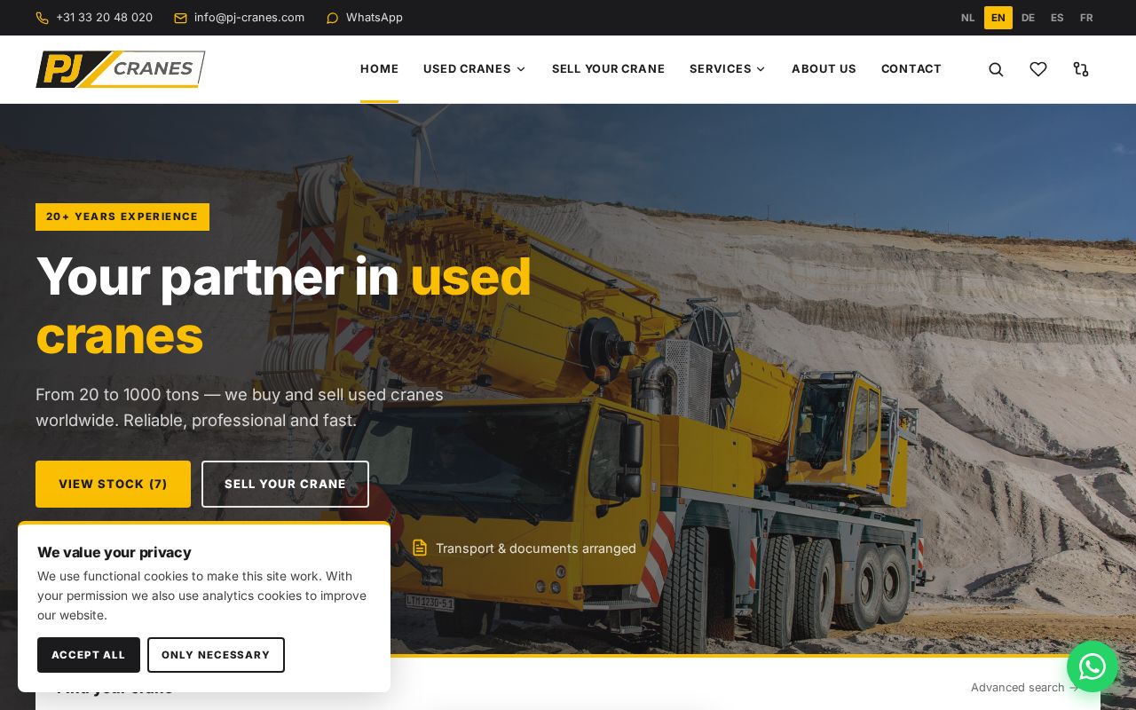 Preview of Concept for a new PJ Cranes website (prototype, not the official site)