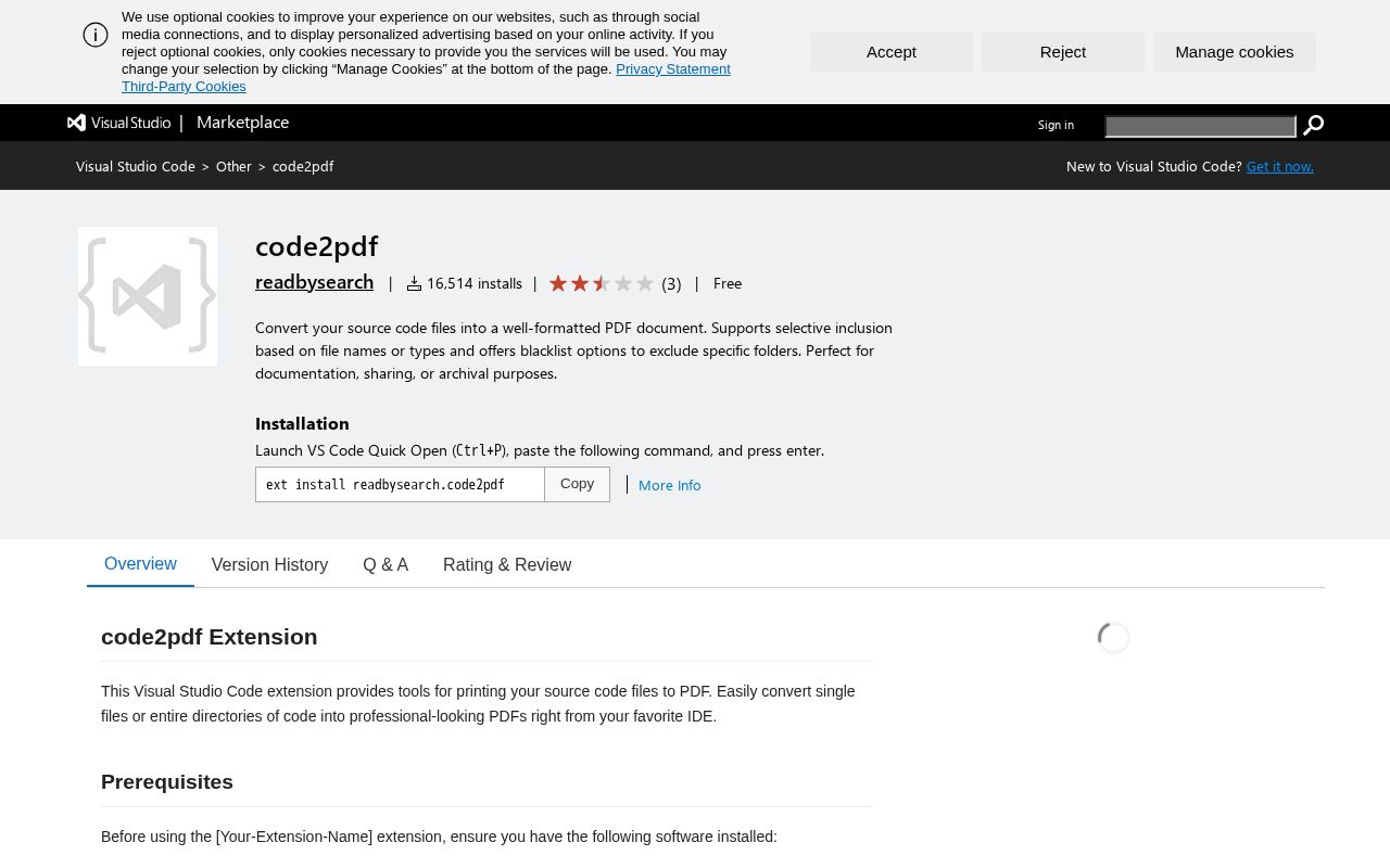 Preview of Code2pdf Vscode