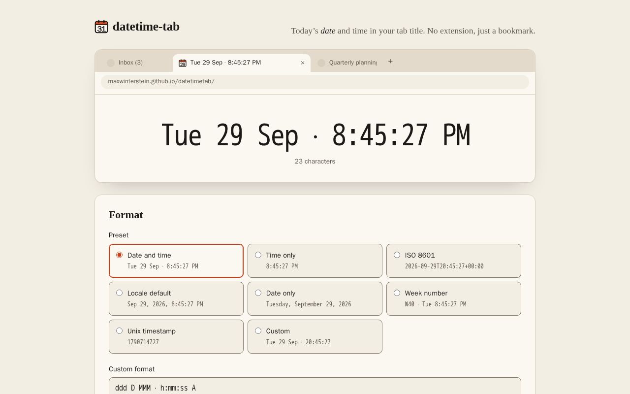 Preview of Datetimetab