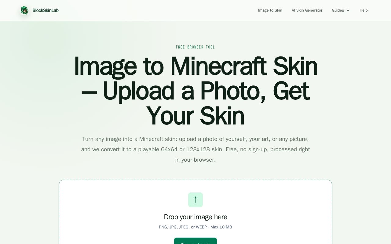 Preview of Image to Minecraft Skin