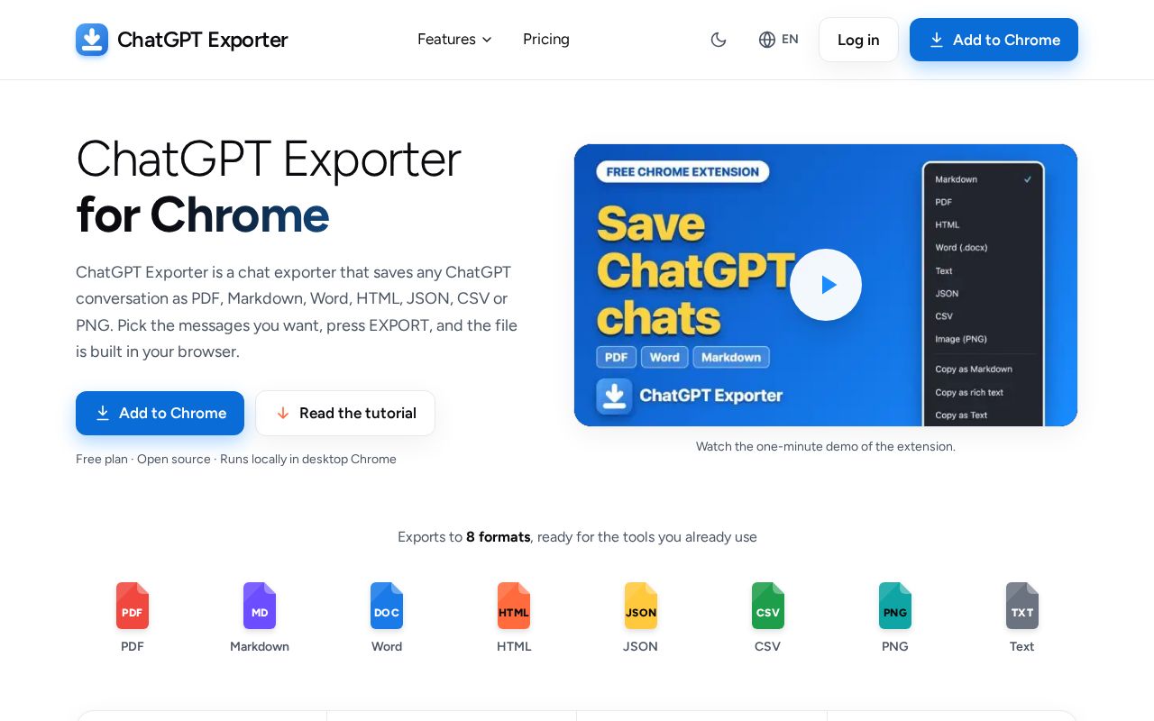 Preview of ChatGPT Exporter: Free ChatGPT Chat Export to PDF, Word