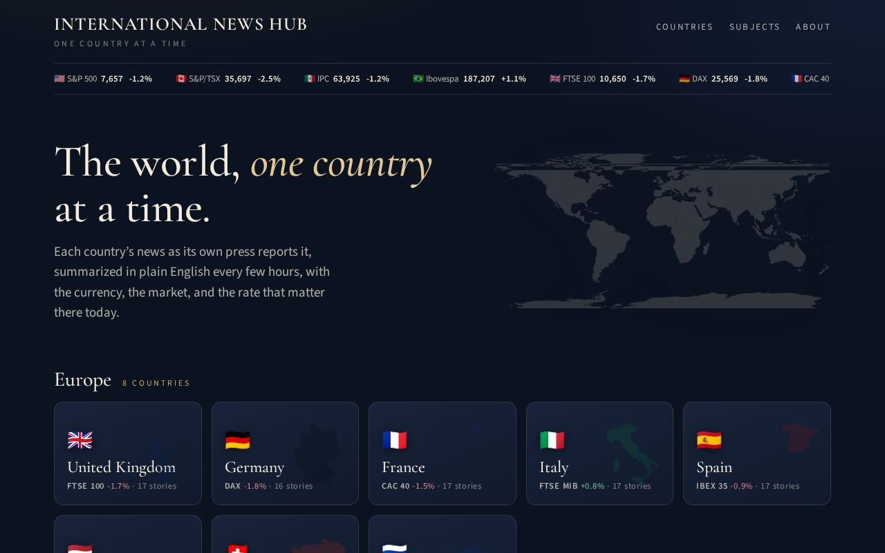 Preview of International News Hub