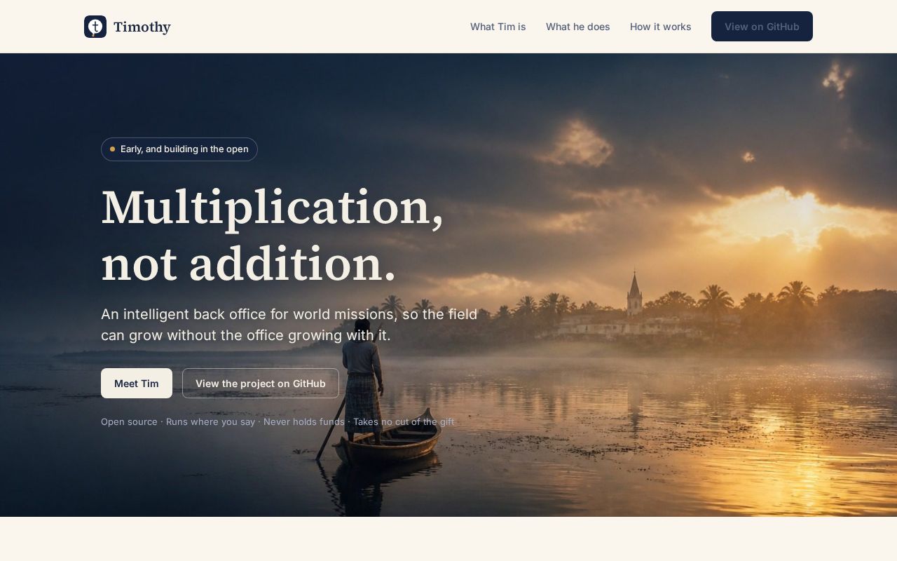 Preview of Timothy: an intelligent back office for world missions