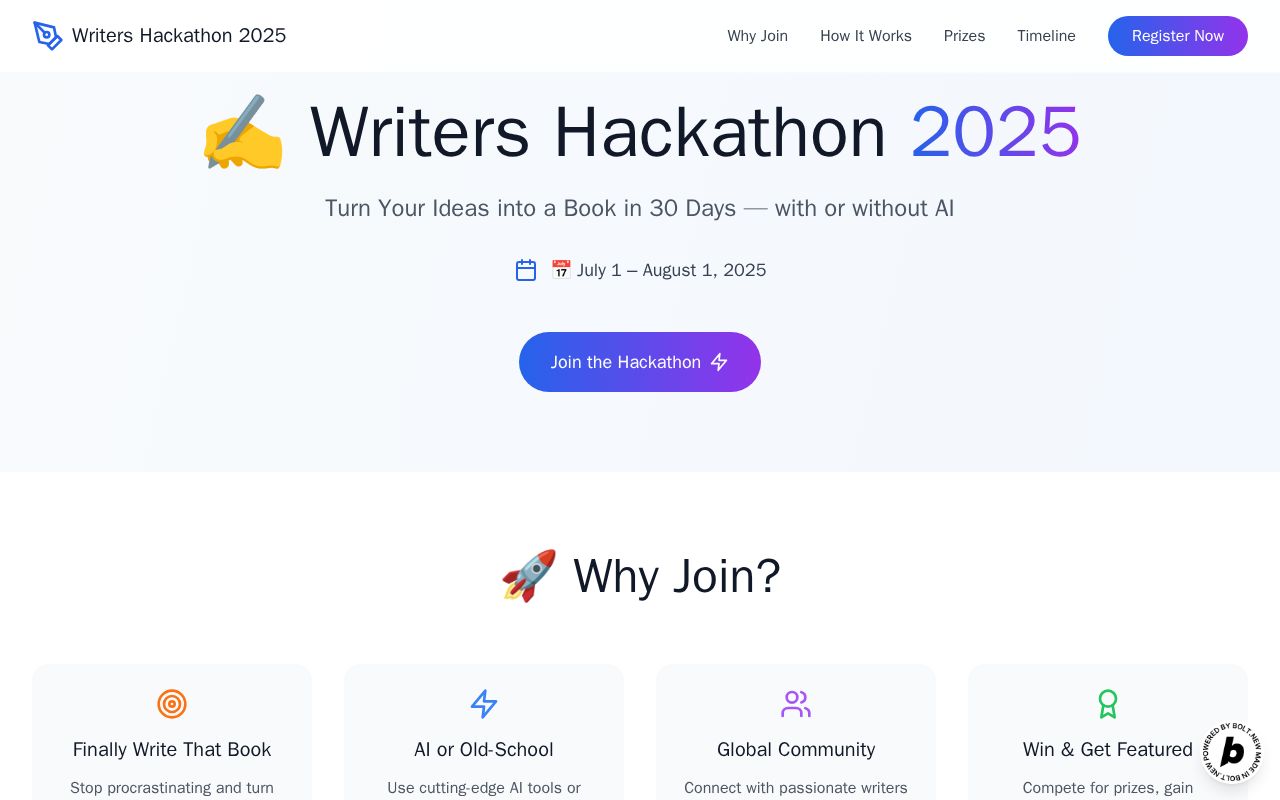 Preview of Writers Hackathon 2025