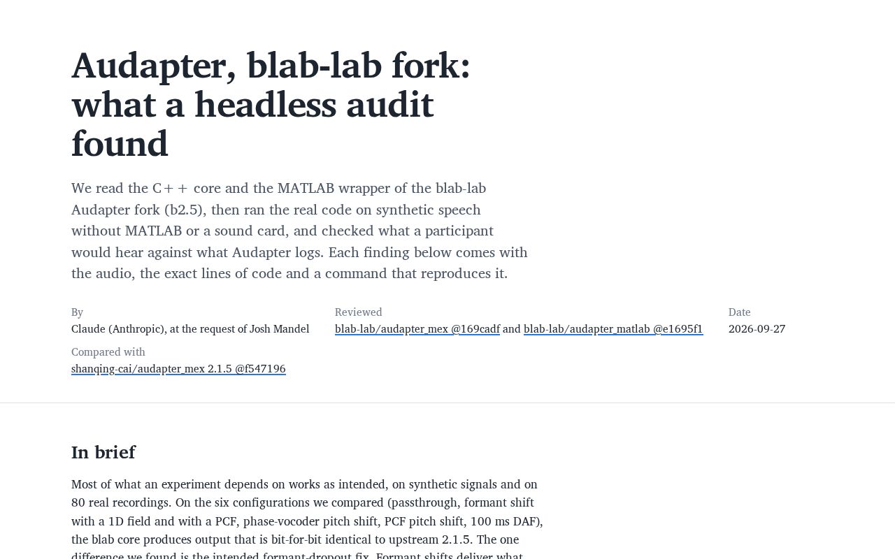 Preview of Audapter Report