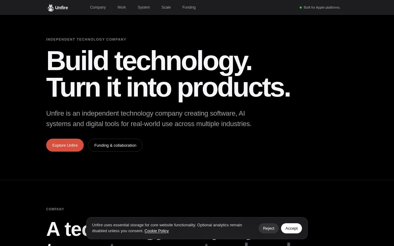 Preview of Unfire Website