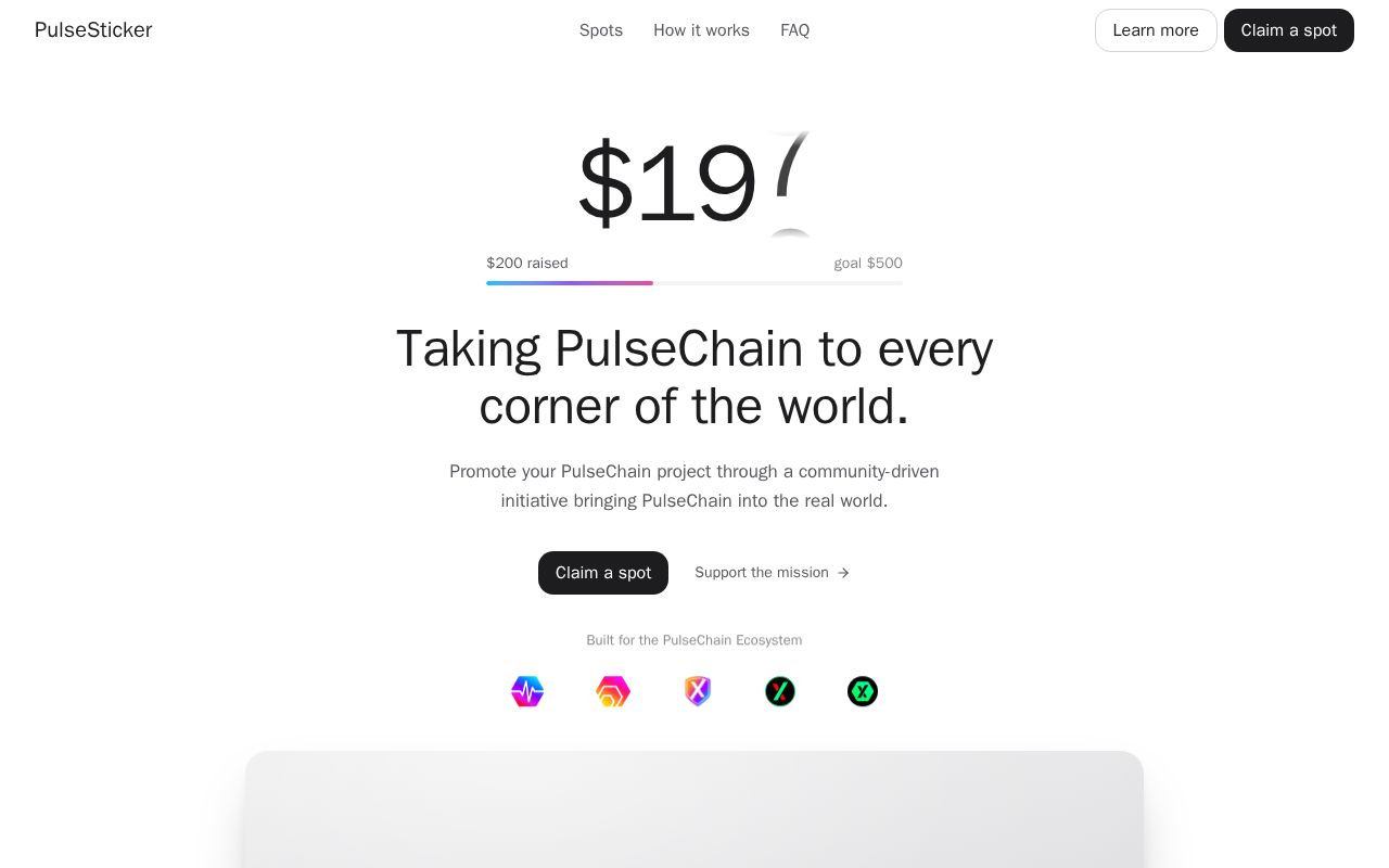 Preview of Pay-to-rank MacBook sticker leaderboard for the PulseChain community