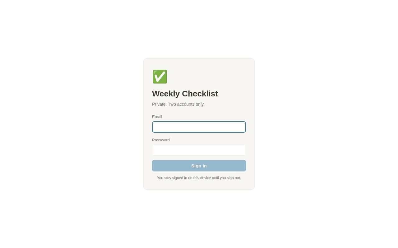 Preview of Weekly Checklist