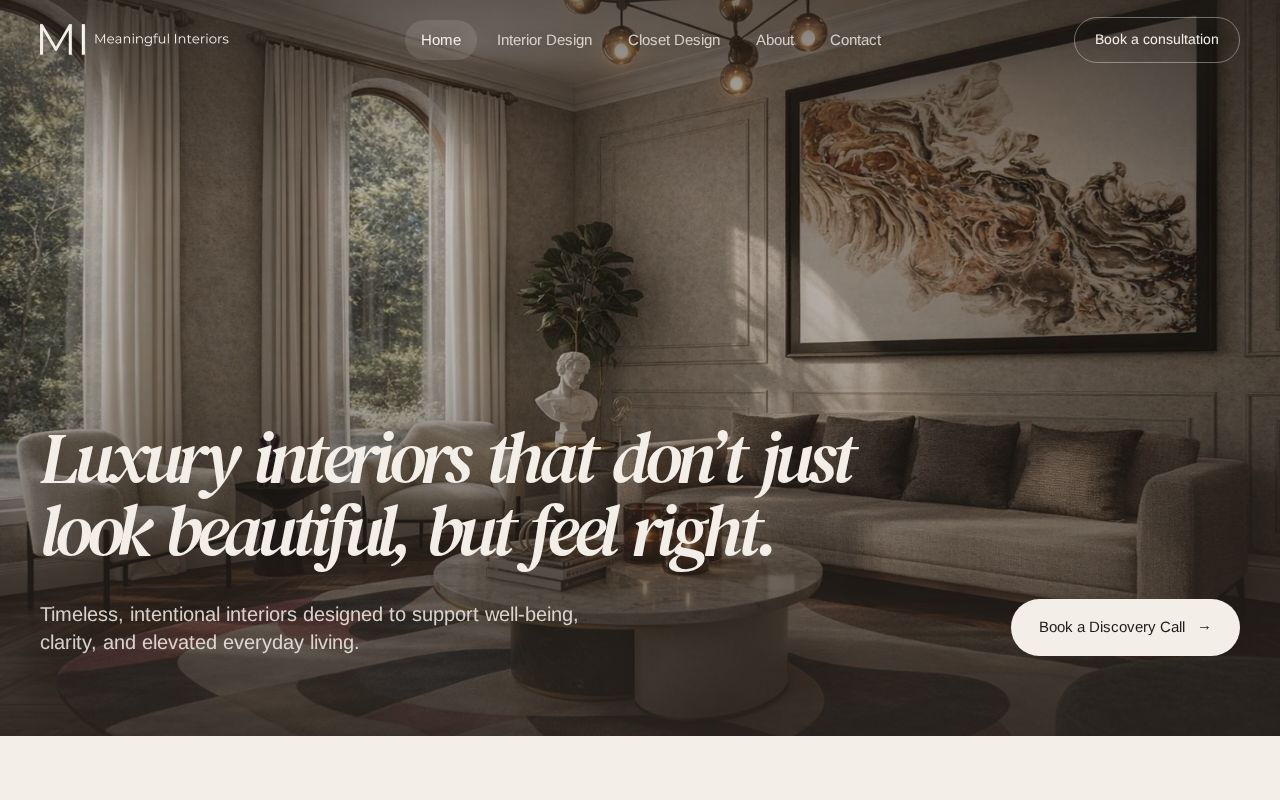 Preview of Meaningfulinteriors Landing Page