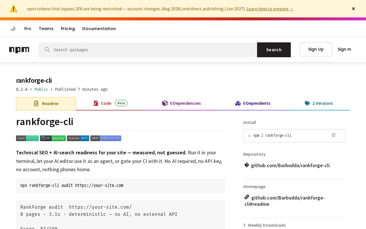 Preview of Rankforge Cli