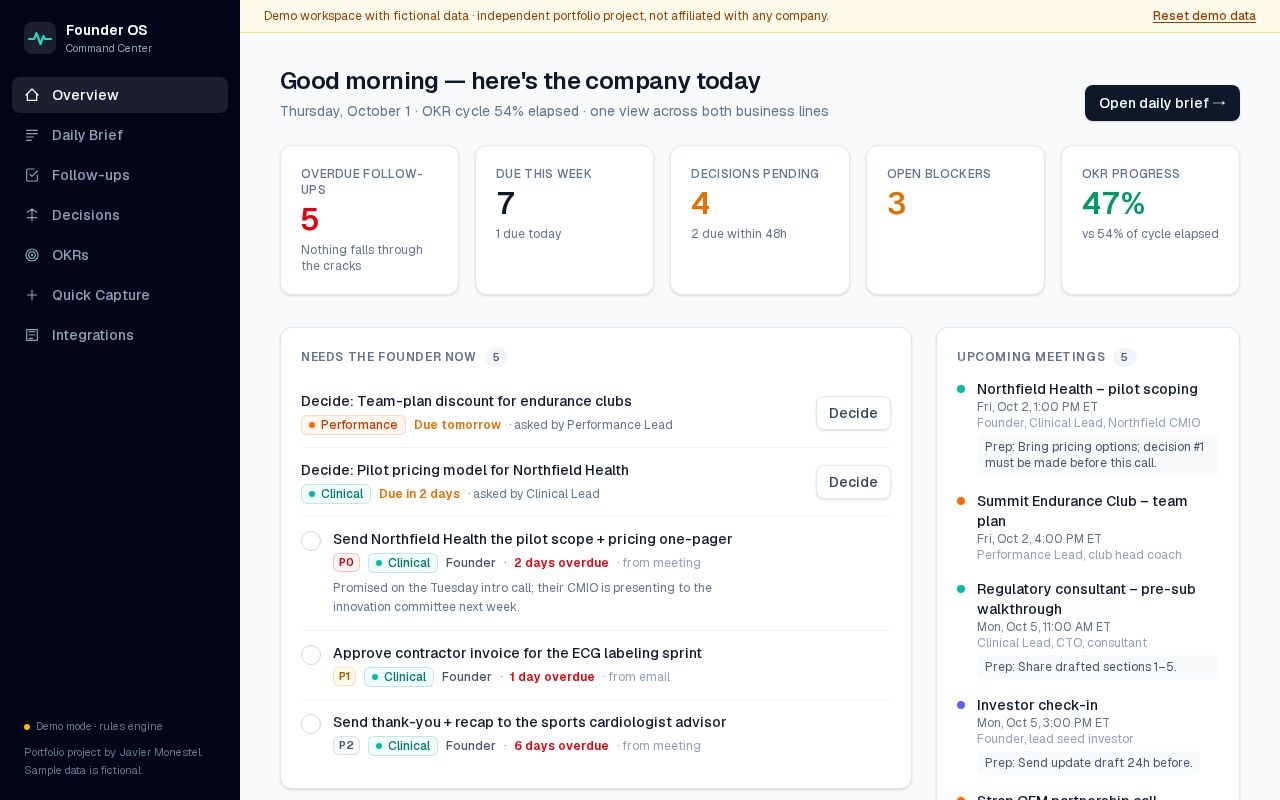 Preview of Founder Command Center