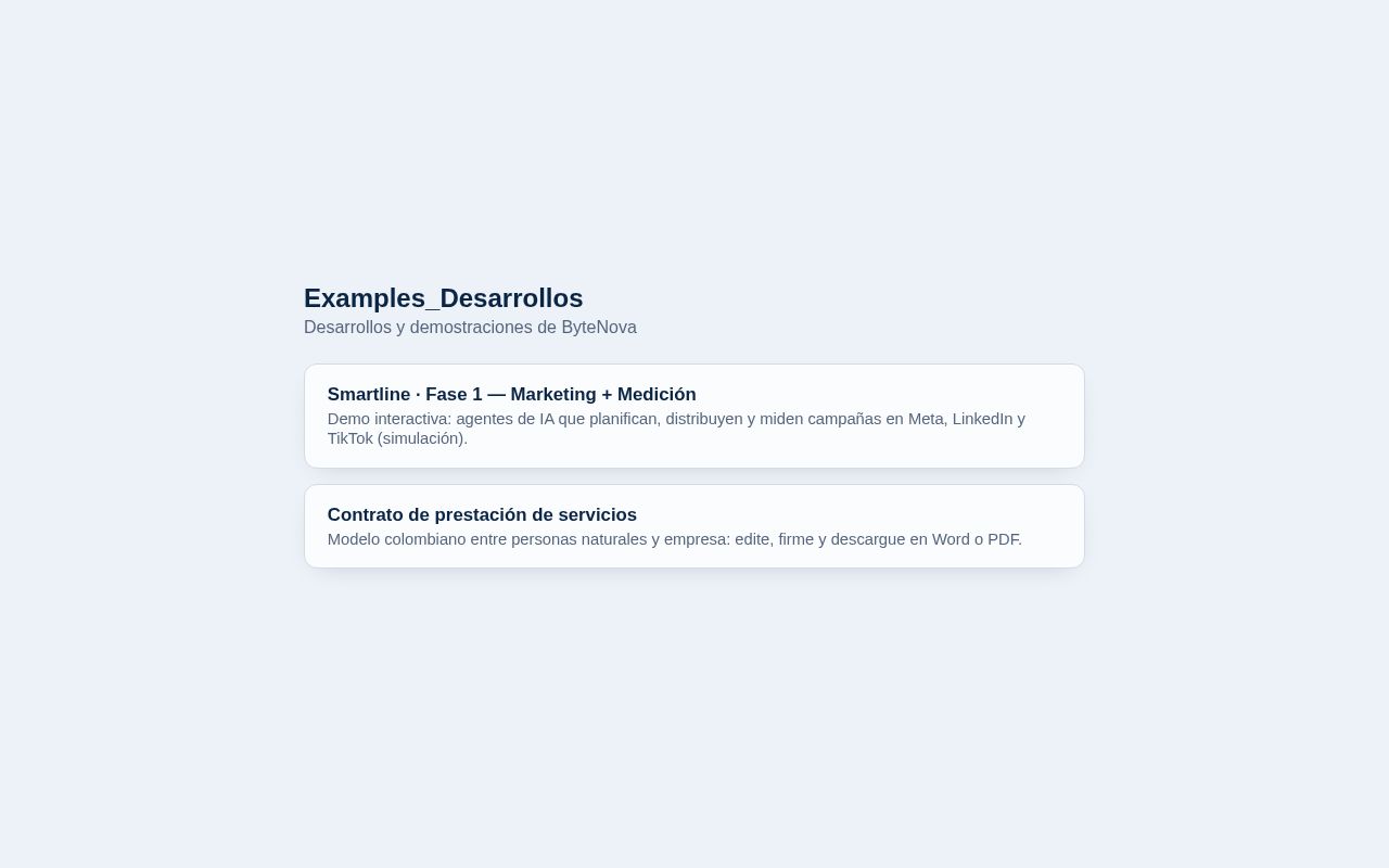 Preview of Examples Desarrollos
