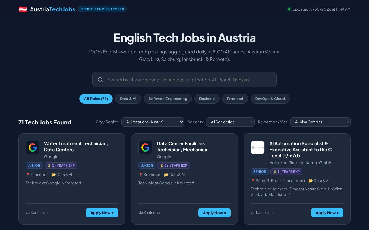 Preview of Austria Tech Jobs Hub