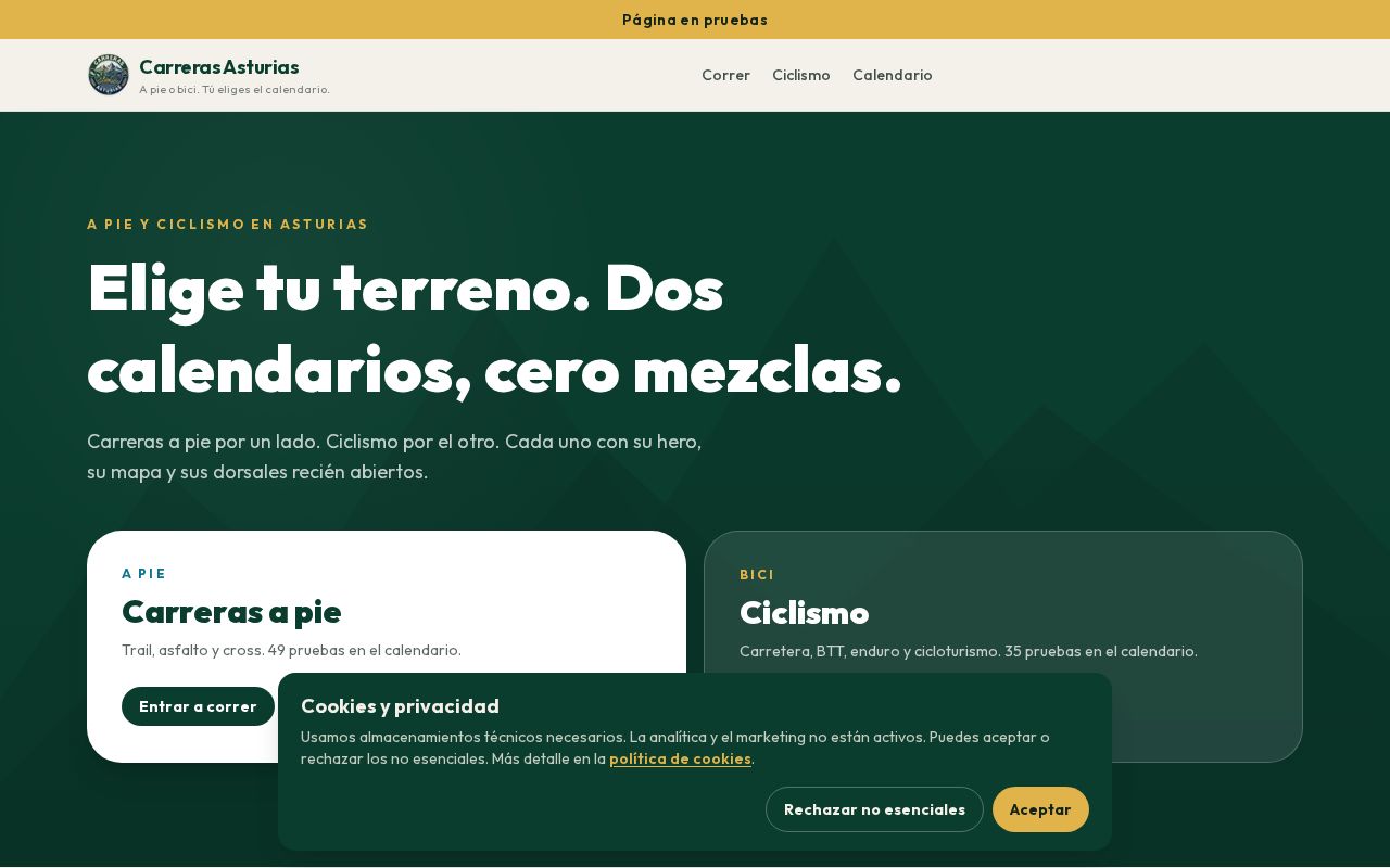 Preview of Portal Carreras Asturias — calendario, hero y geolocalización