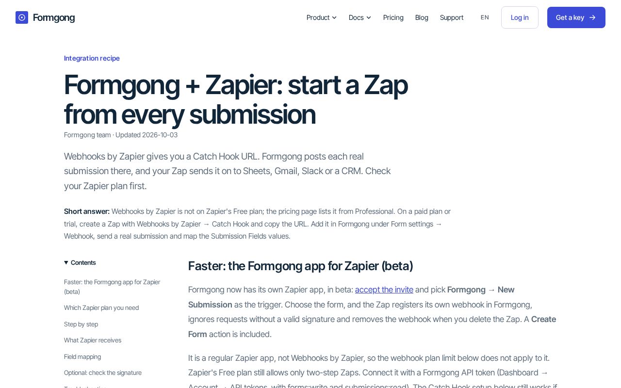 Preview of Zapier Formgong