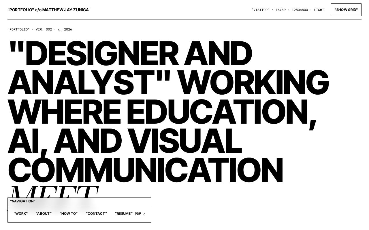 Preview of Portfolio c/o Matthew Jay Zuniga — Astro site on GitHub Pages