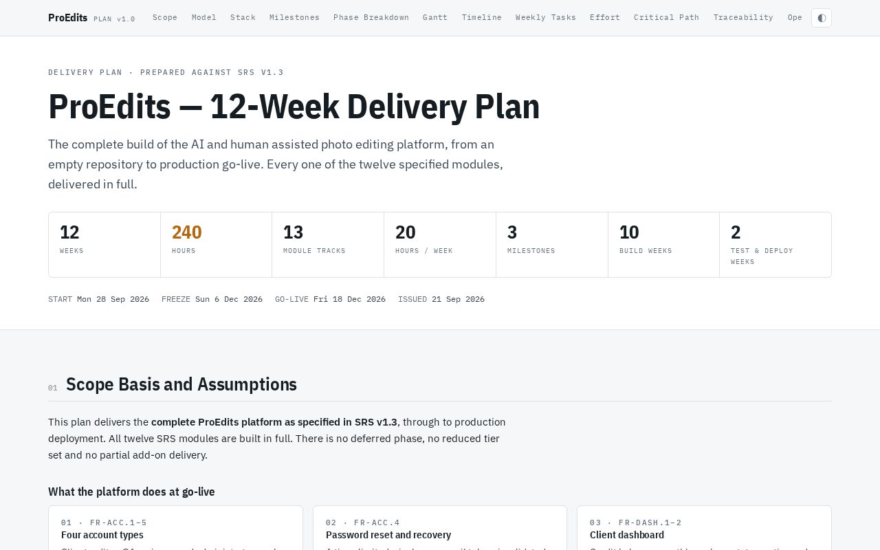 Preview of Proedits Delivery Plan