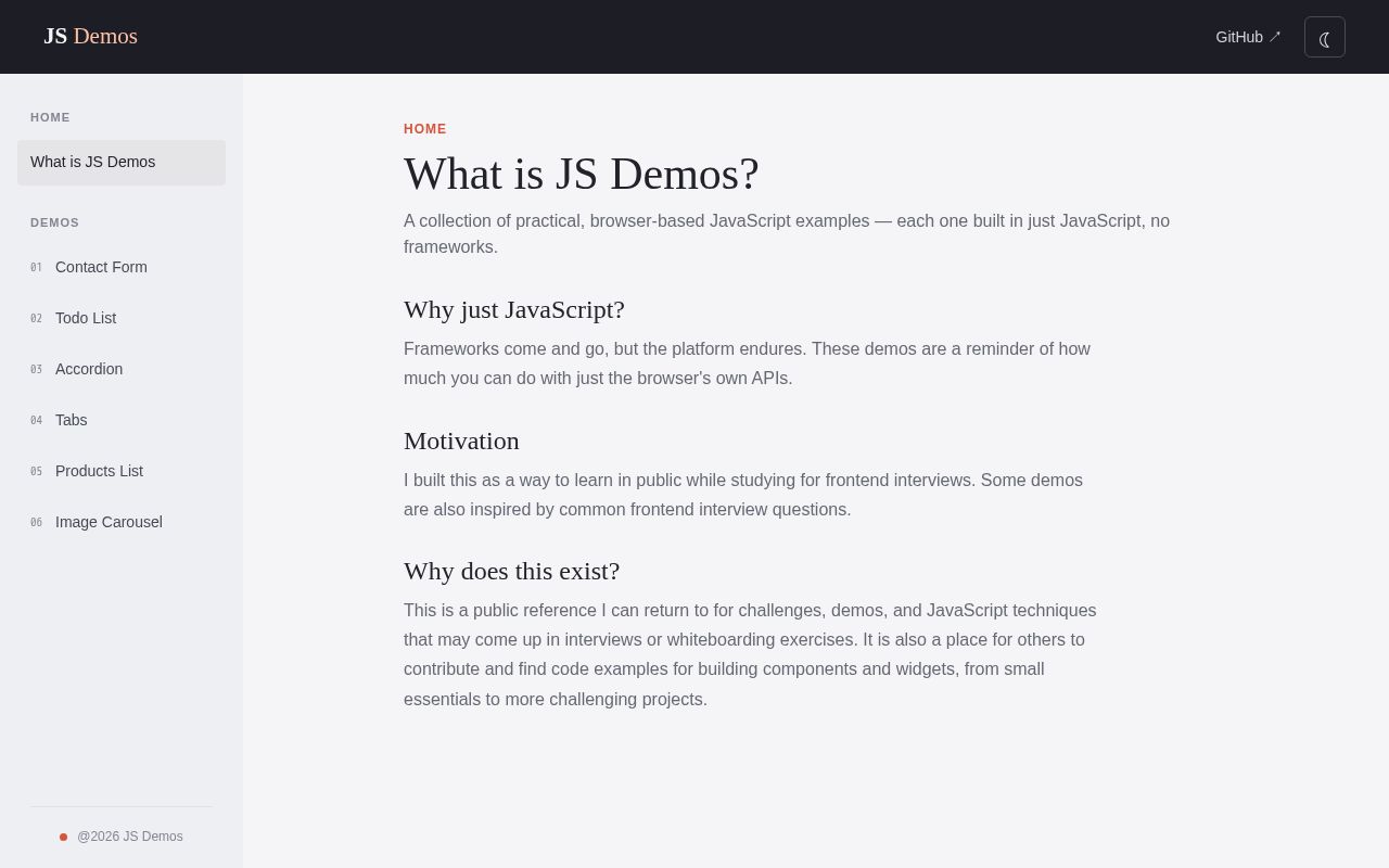 Preview of Js Demos