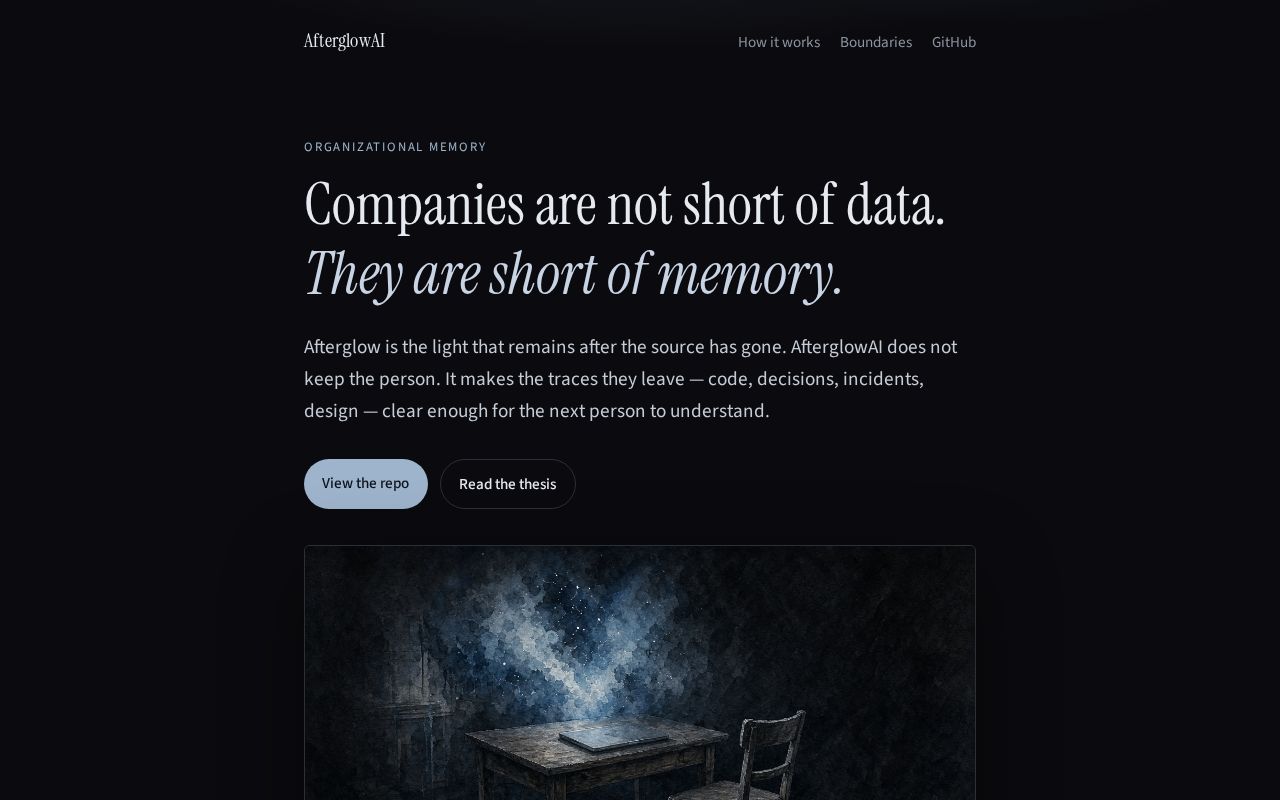 Preview of Organizational memory — residual light after the source has passed.