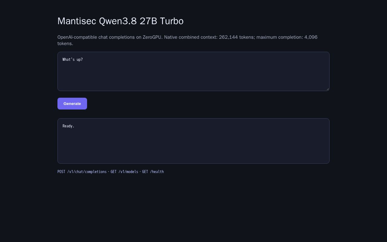 Preview of Mantisec Qwen3.8 27B Turbo