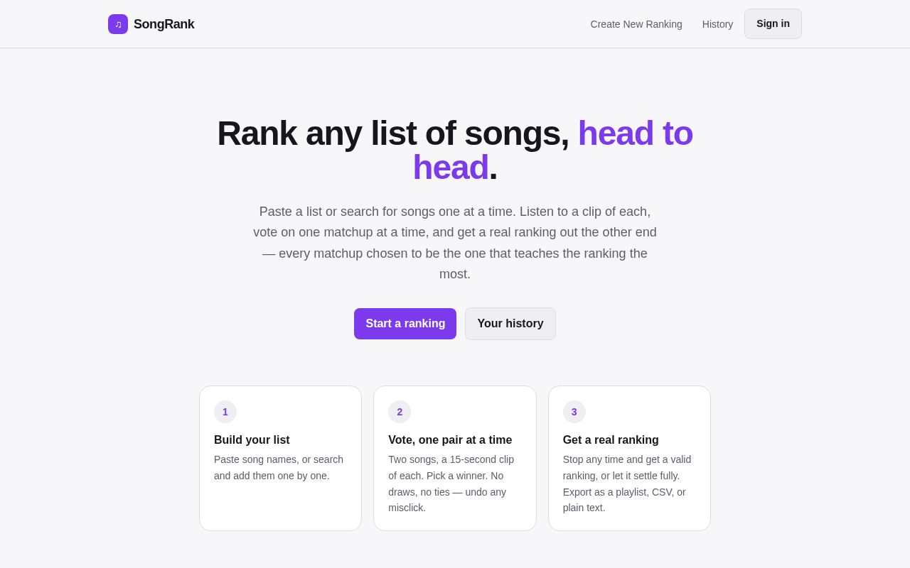 Preview of SongRank