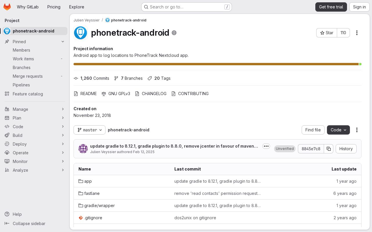 Preview of Phonetrack Android