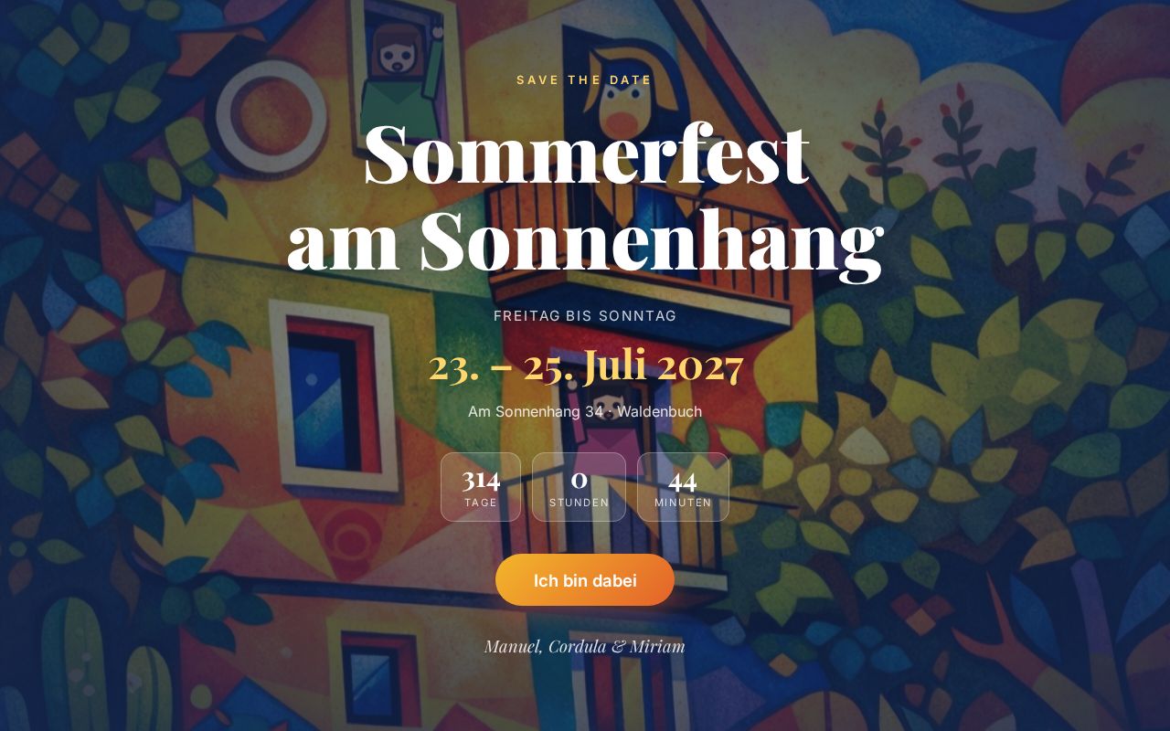 Preview of Save the Date: Sommerfest am Sonnenhang, 23.–25. Juli 2027