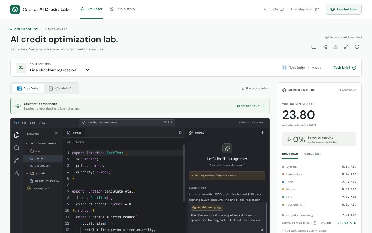 Preview of Copilot AI Credit Lab