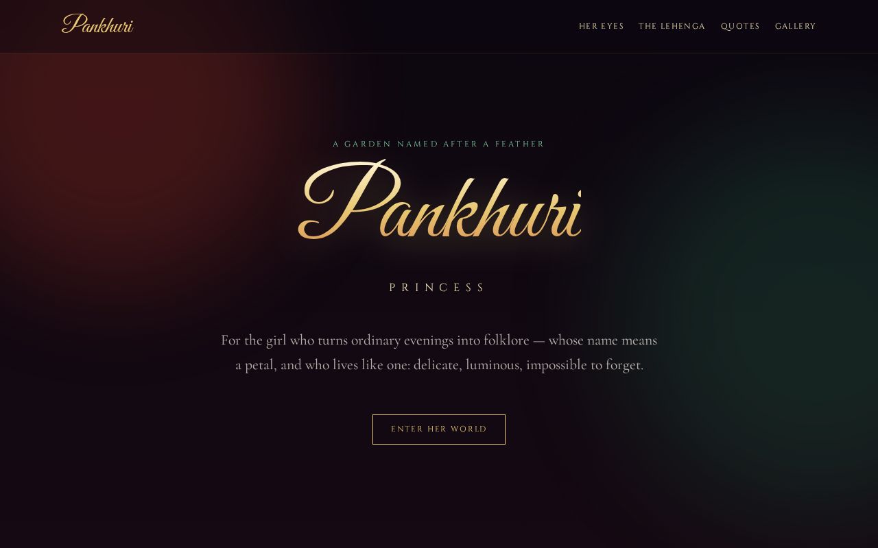 Preview of Pankhuri (Princess) — a romantic website