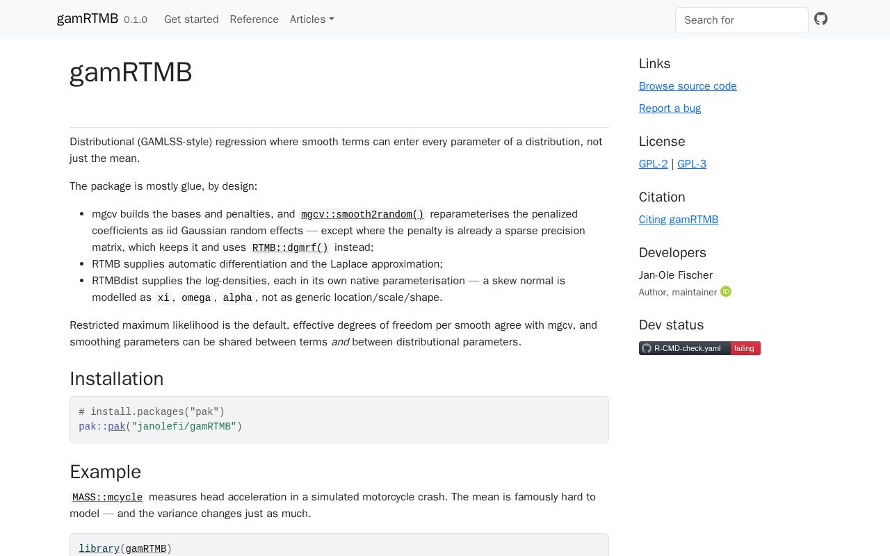 Preview of Flexible Distributional Regression built on RTMB