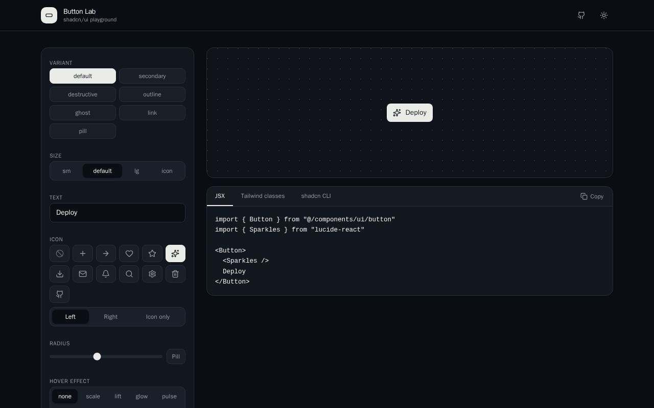 Preview of Shadcn Button Lab