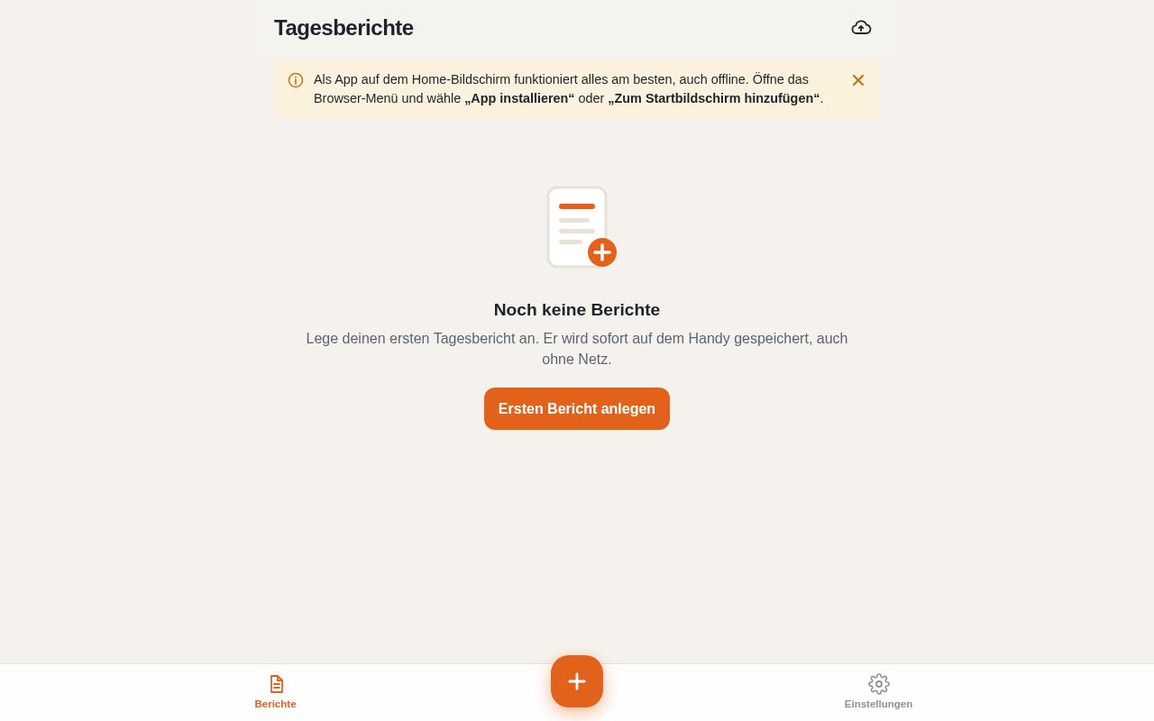 Preview of Tagesbericht App