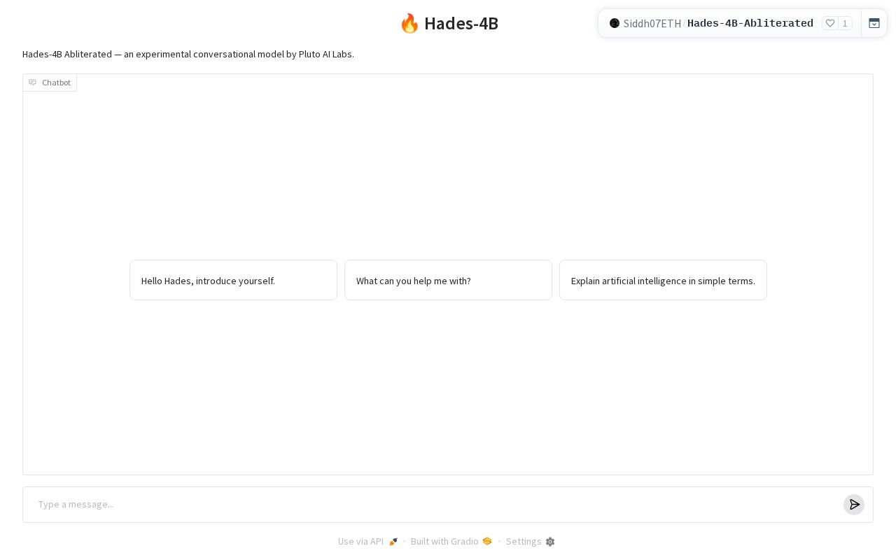 Preview of Hades-4B Chat