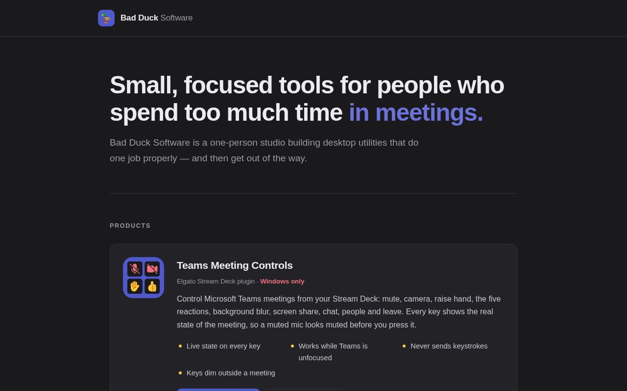 Preview of Static site for bad-duck.com - Bad Duck Software