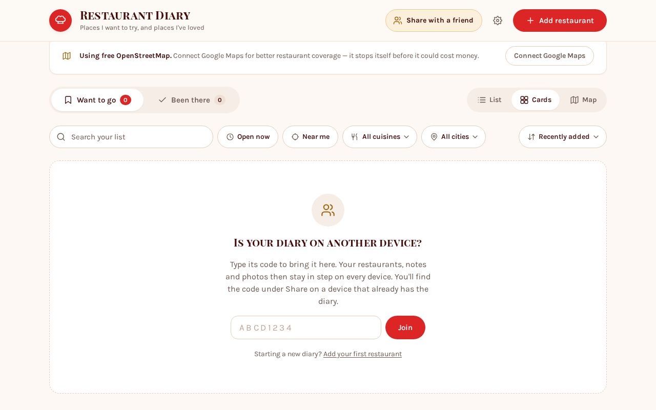 Preview of Restaurant Diary