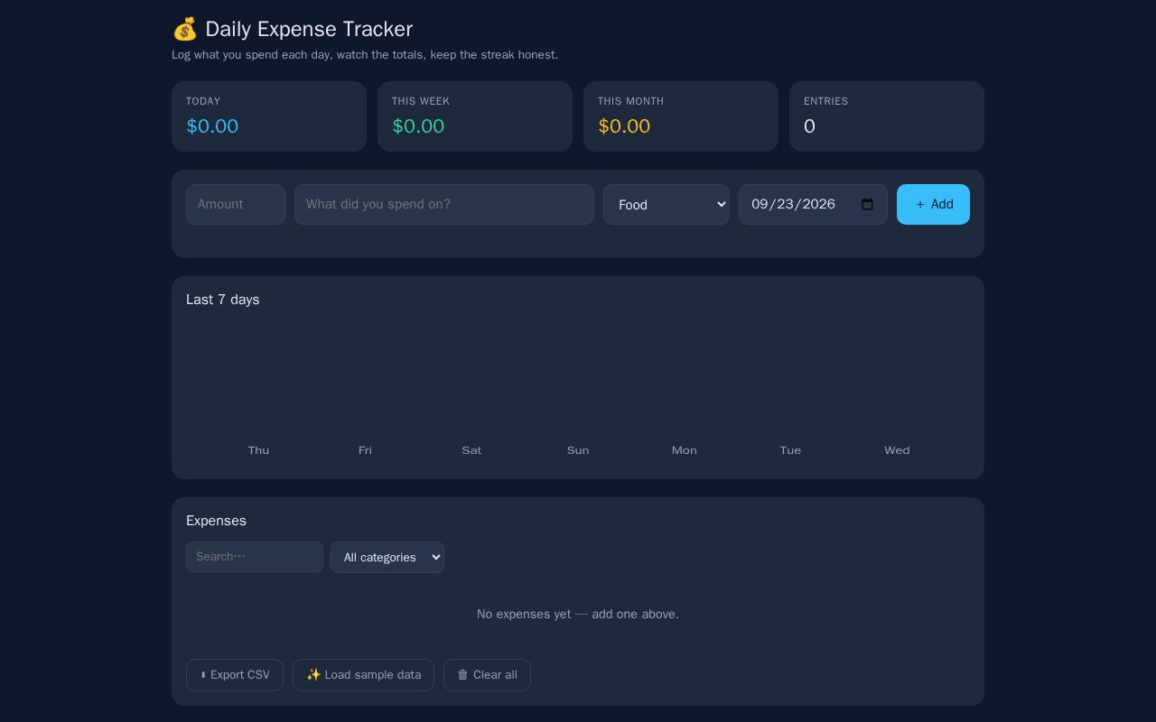 Preview of Daily Expense Tracker