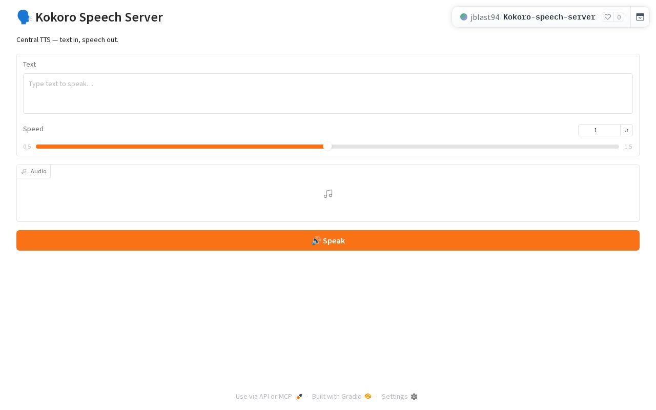 Preview of Kokoro Speech Server