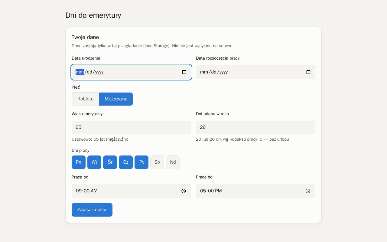 Preview of Dni Do Emerytury Web