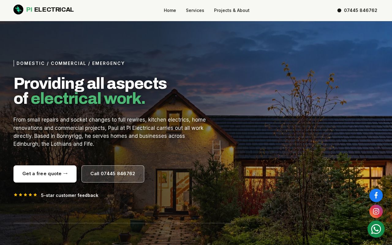 Preview of Pi Electrical Webiste