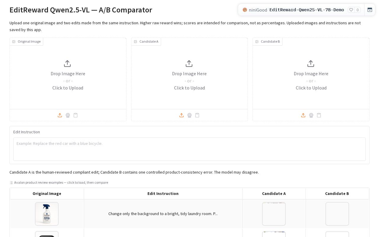 Preview of EditReward Qwen2.5-VL A/B Comparator