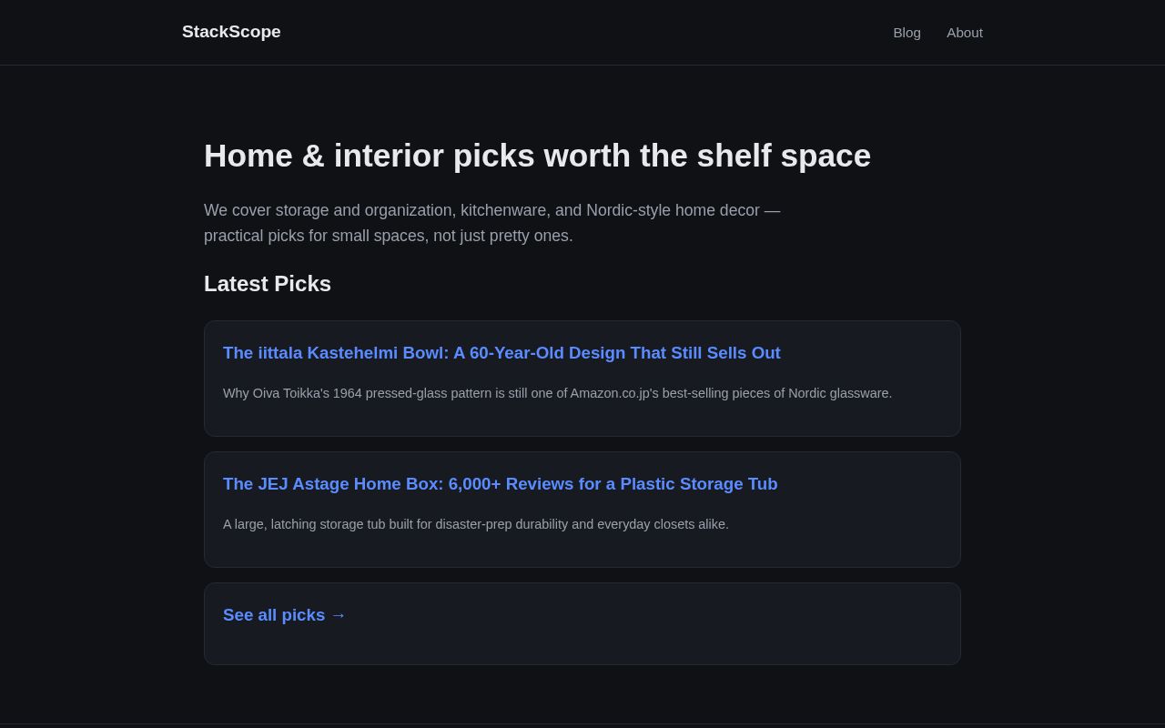 Preview of StackScope: affiliate comparison blog for SEO tools and marketing SaaS