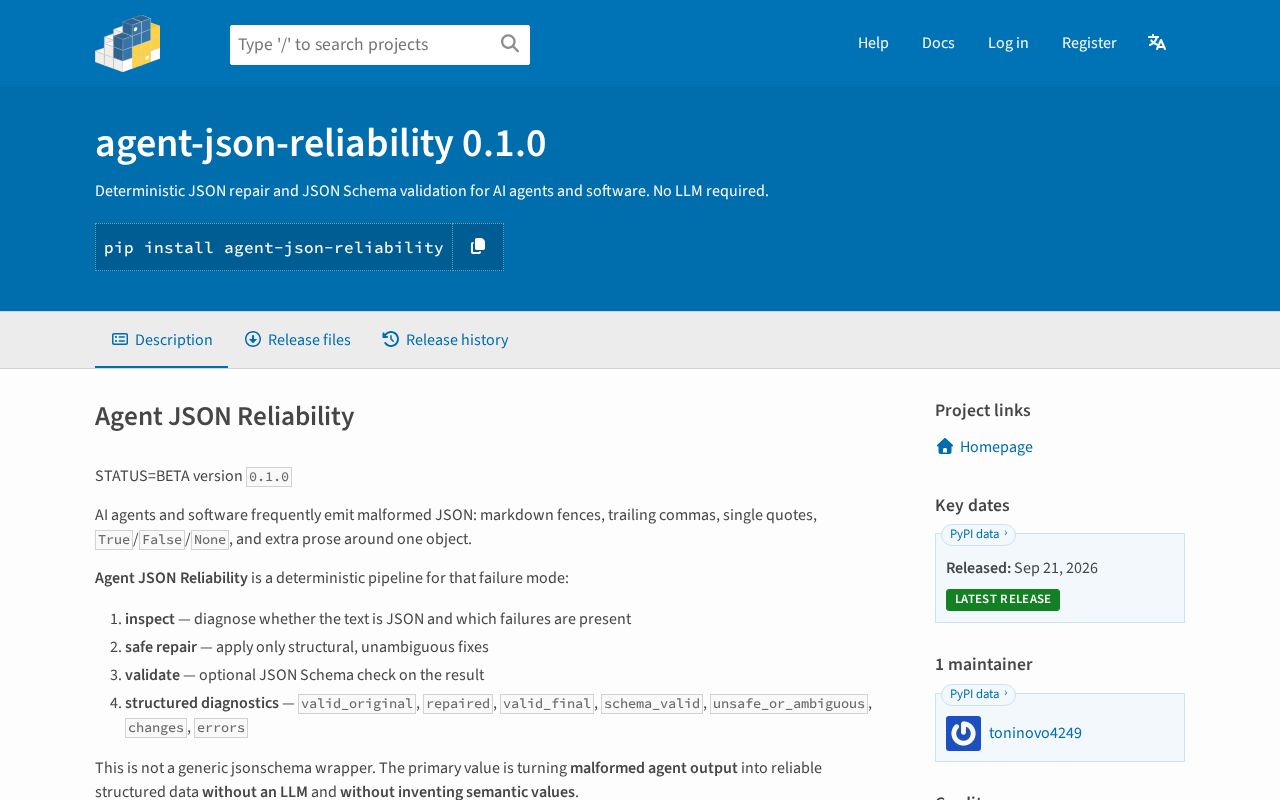Preview of Agent Json Reliability
