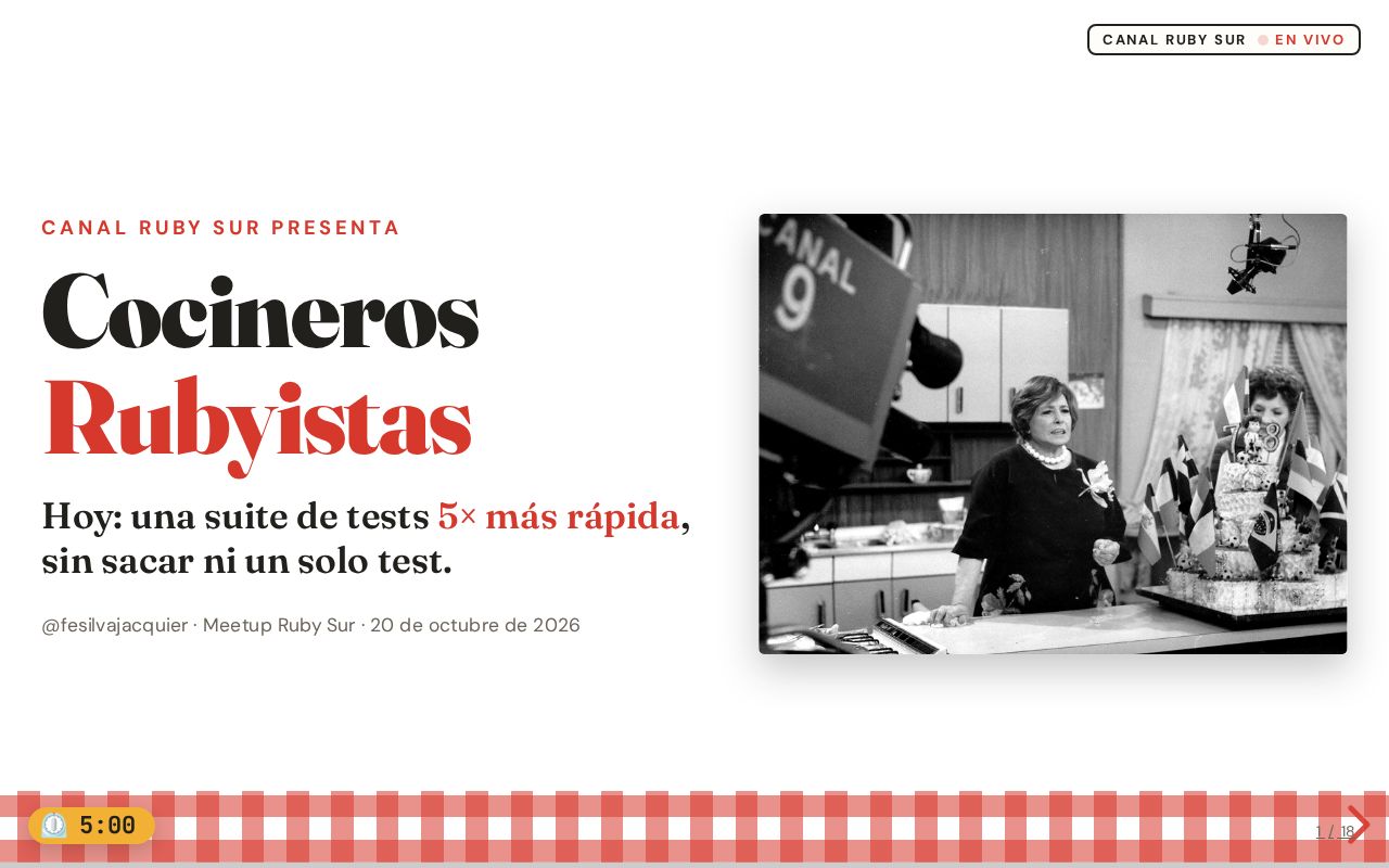 Preview of Cocineros Rubyistas: una suite de tests 5× más rápida